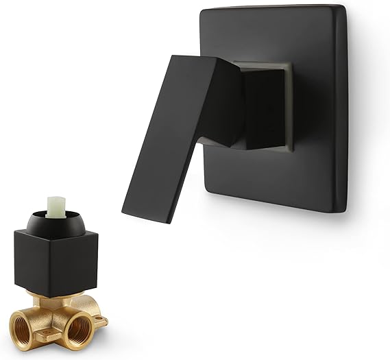 Skowll Black Shower Handle With Mounted Copper Faucet Trim Kit, Matte Black, 1315