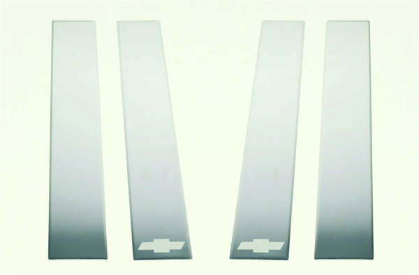GM Stainless Steel Pillar Posts-Chevrolet Silverado fits Double Cab and Crew Cab -  Bow Tie Etch