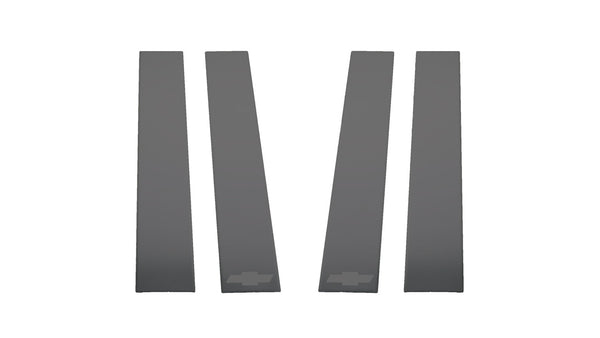 GM Black Platinum Pillar Posts-2020-2020 Silverado HD 2500/3500 - Chevrolet Bow Tie Etch - Crew Cab / Double Cab (6 Pcs)