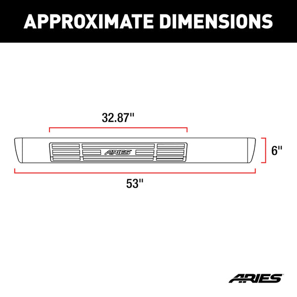 6" x 53" Black Aluminum Oval Side Bars, Select Toyota Tacoma  Aries