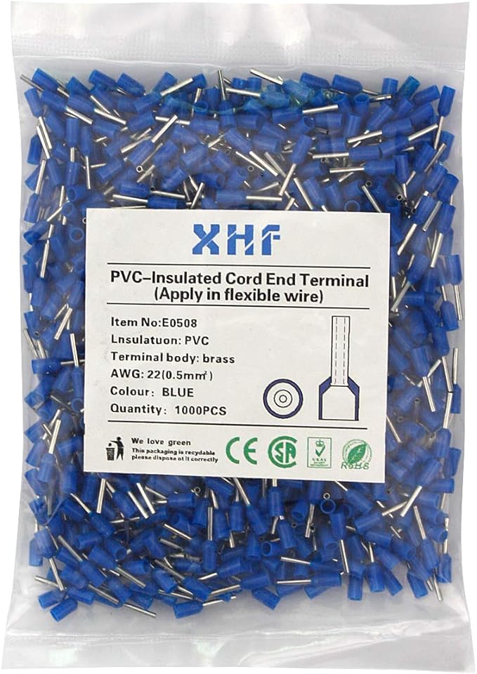 XHF 1000 PCS AWG 14/2.5mm² Blue Wire Ferrules, B07H295TS4