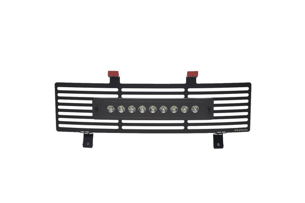 Bumper Grille Inserts-Ford Super Duty - Stainless Steel Black Bar Design w/ 10" Luminix Light Bar