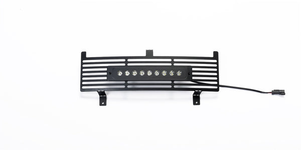 Bumper Grille Inserts-Chevrolet Silverado HD - Stainless -Black Bar Design Bumper Grille with curved flush 10" Light Bar