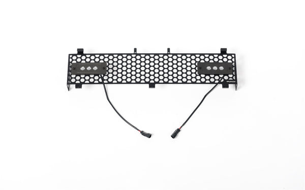 Bumper Grille Inserts-Ford Super Duty - Stainless Steel Black Punch Design w/ Qty 2, 6" light bars