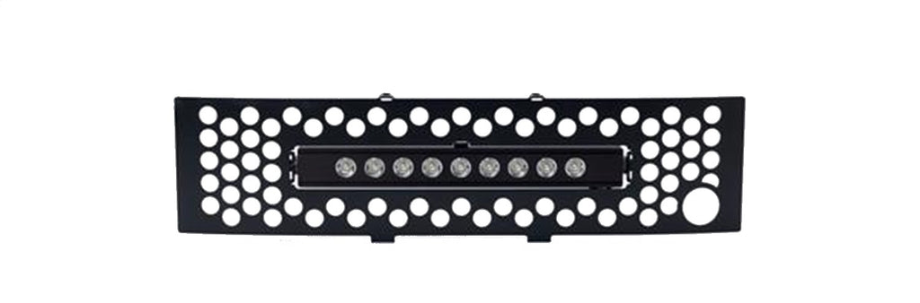 Bumper Grille Inserts-Ford F-150 - EcoBoost GRILLE - Black Stainless Steel Punch with Heater Plug Opening and 10" Luminix Light Bar