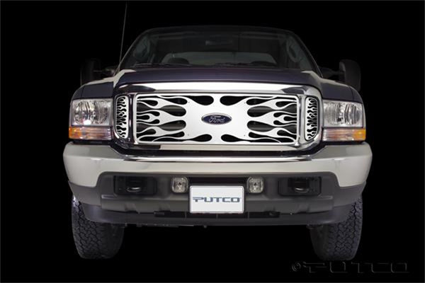 Flaming Inferno Stainless Steel Grilles-Ford Super Duty w/ logo cutout (includes side vents)