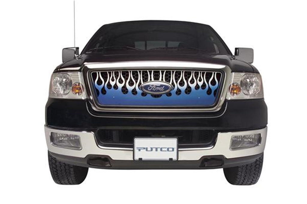 Flaming Inferno Stainless Steel Grilles - Blue (Painted)-GMC Sierra HD