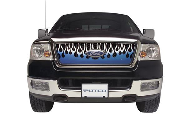 Flaming Inferno Stainless Steel Grilles - Blue (Painted)-GMC Sierra HD