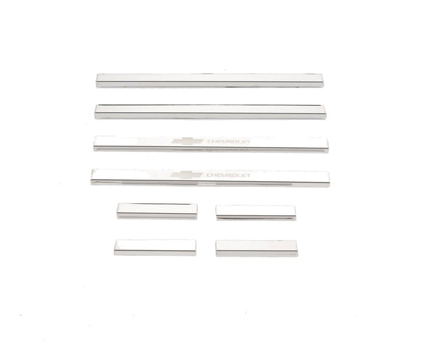 GM Stainless Steel Door Sills-Chevrolet Silverado LD - Double Cab with "Chevrolet Etching" (8 Pcs) GM Stainless Steel Door Sills-Chevrolet Silverado HD - Double Cab with "Chevrolet Etching" (8 Pcs)