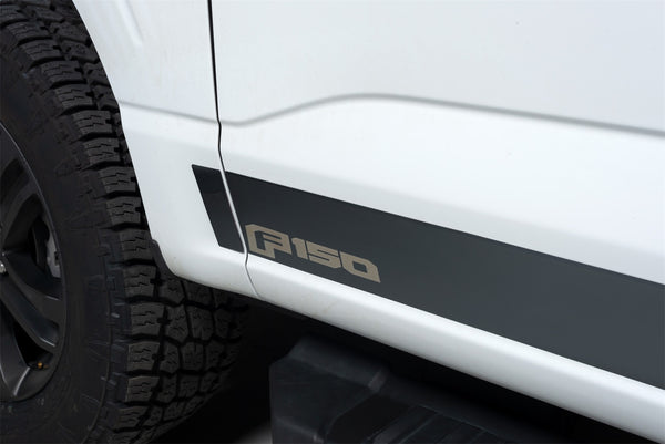 Ford Black Platinum Rocker Panels-Ford F-150 Super Crew 6.5 ft Standard Box (4.25" tall, 12 Pieces)