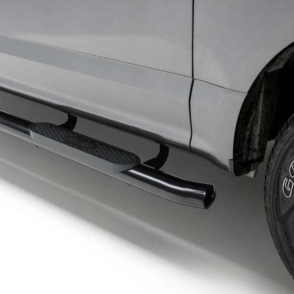 4" Black Steel Oval Side Bars, Select Toyota Tacoma Double Cab