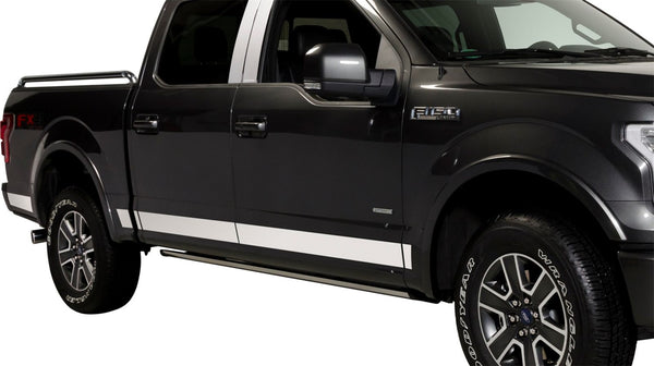 Stainless Steel Rocker Panels-Ford Super Duty Super Cab 6.5 ft Box  - 12pcs, 4.25 Inches Wide