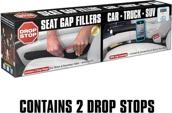 Drop Stop - The Original Patented Car Seat Gap Filler  -  Slide Free Pad and Light