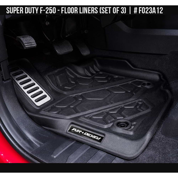 2017-2020 Ford F-250 Superduty Floor Liner Set (Front and Rear Row) Supercrew Soft Touch Texture  Black