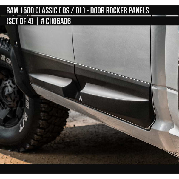 2010-2023 Dodge RAM Classic 1500/2500 Door Rocker Panel Set Double Cab Painted  Satin Black Install Ready
