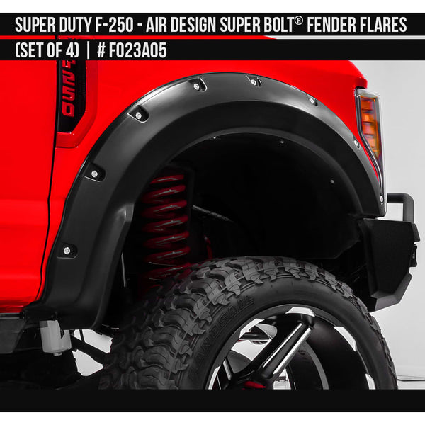 2017-2022 Ford F-250 Superduty Super Bolt Fender Flare Set  Painted  Satin Black Install Ready