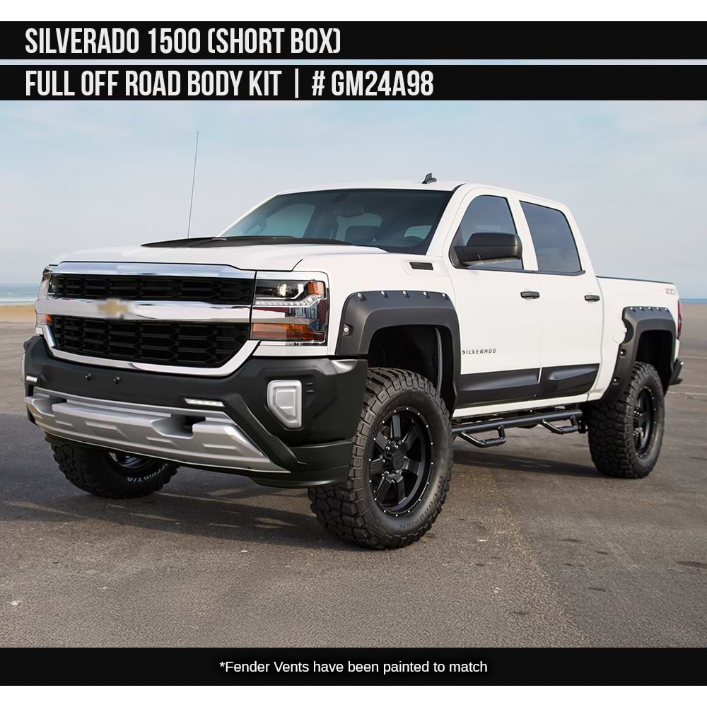 2016-2018 Chevrolet Silverado 1500 Off-Road Full Kit (for Short Box) Painted  Satin Black Install Ready