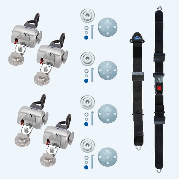 QRT Standard Kit for Slide N' Click, manual lap and shoulder belt fixed mounted, SNC floor anchorages
