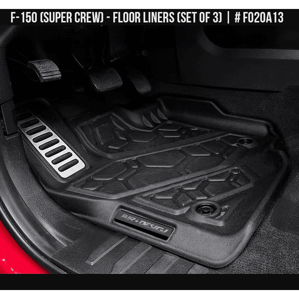 2015-2020 Ford F-150 Floor Liner Set (Front and Rear Row) Supercrew Soft Touch Texture  Black