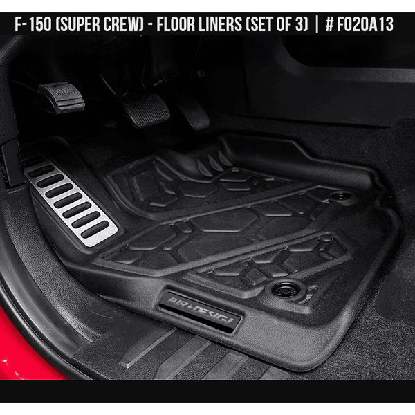 2015-2020 Ford F-150 Floor Liner Set (Front and Rear Row) Supercrew Soft Touch Texture  Black