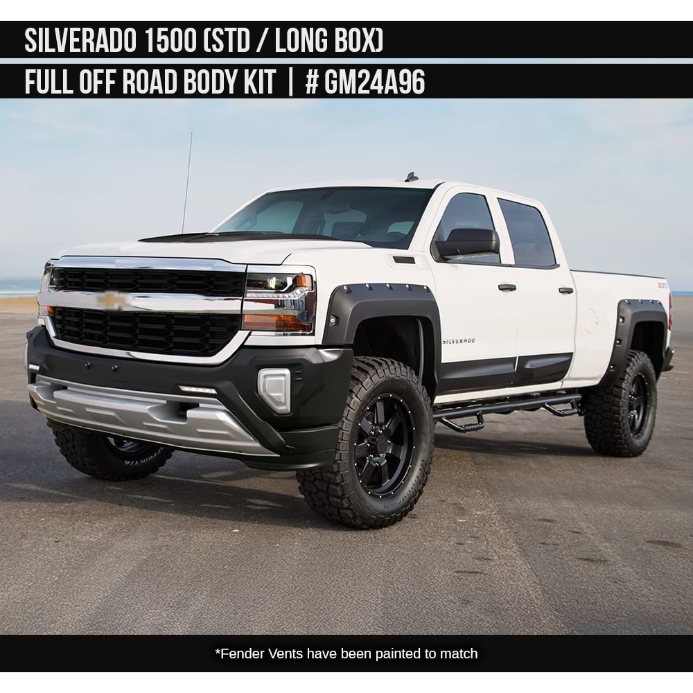 2016-2018 Chevrolet Silverado 1500 Off-Road Full Kit (for Std. And Long Box) Painted  Satin Black Install Ready