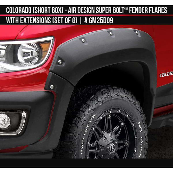 2016-2020 Chevrolet Colorado Super Bolt Fender Flare Set (for Short Box) Painted  Satin Black Install Ready