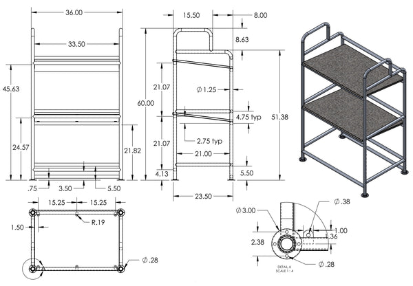 LUGGAGE STORAGE SS FRAME WITH WOOD SHELVES MADE BY WALDOCH