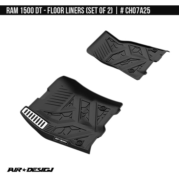 2010-2023 Dodge RAM 1500 DT  Floor Liner Set (Front Row)  Soft Touch Texture  Black