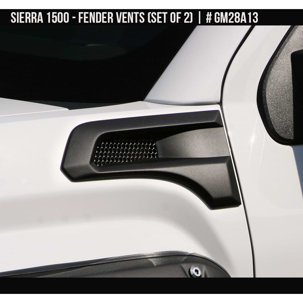 2016-2018 GMC Sierra 1500 Fender Vent Set  Painted  Satin Black Install Ready