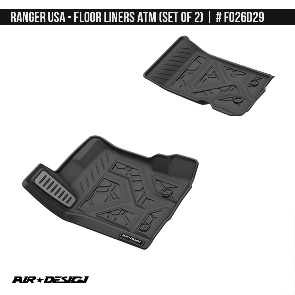 2019-2023 Ford Ranger USA Floor Liner Set (Front Row)  Soft Touch Texture  Black