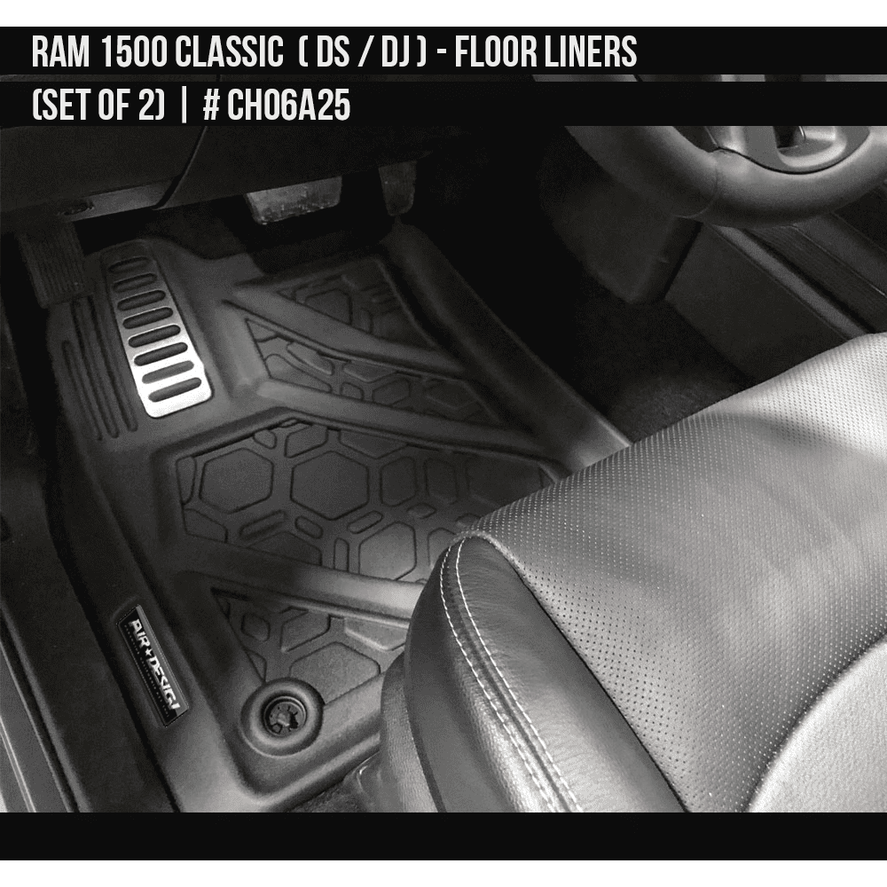 2010-2023 Dodge RAM 1500 Classic DS/DJ Floor Liner Set (Front Row)  Soft Touch Texture  Black