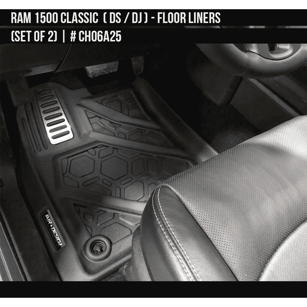 2010-2023 Dodge RAM 1500 Classic DS/DJ Floor Liner Set (Front Row)  Soft Touch Texture  Black