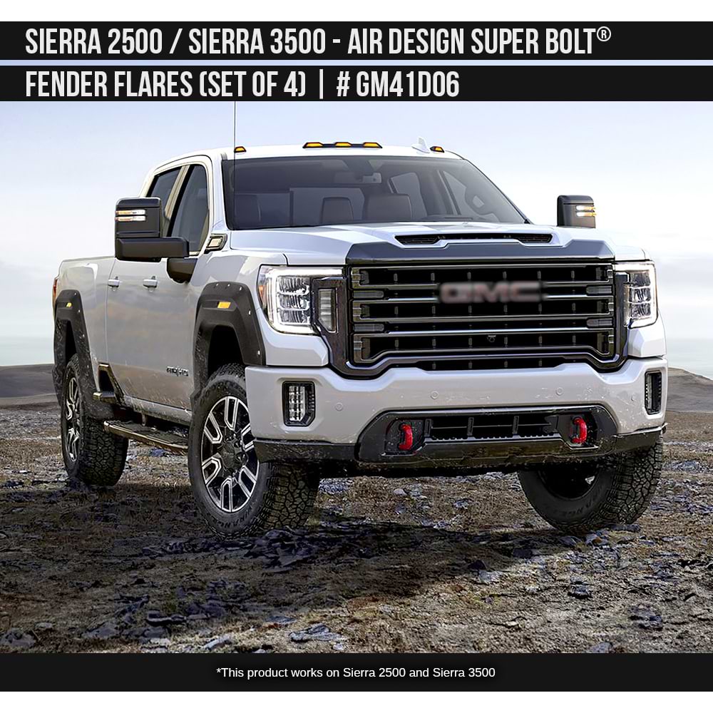 2019-2022 GMC Sierra 2500 Super Bolt Fender Flare Set  Painted  Satin Black Install Ready