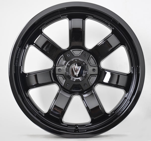 REBEL 20x9 ALL BLACK GLOSSY, - 12 OFF SET 6X139.7, 6 BOLT 78.3CB