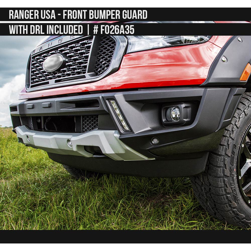 2019-2023 Ford Ranger USA Front Bumper Guard with DRL included  Painted  Satin Black and Satin Silver Install Ready