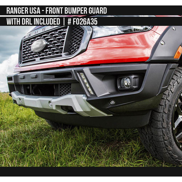 2019-2023 Ford Ranger USA Front Bumper Guard with DRL included  Painted  Satin Black and Satin Silver Install Ready