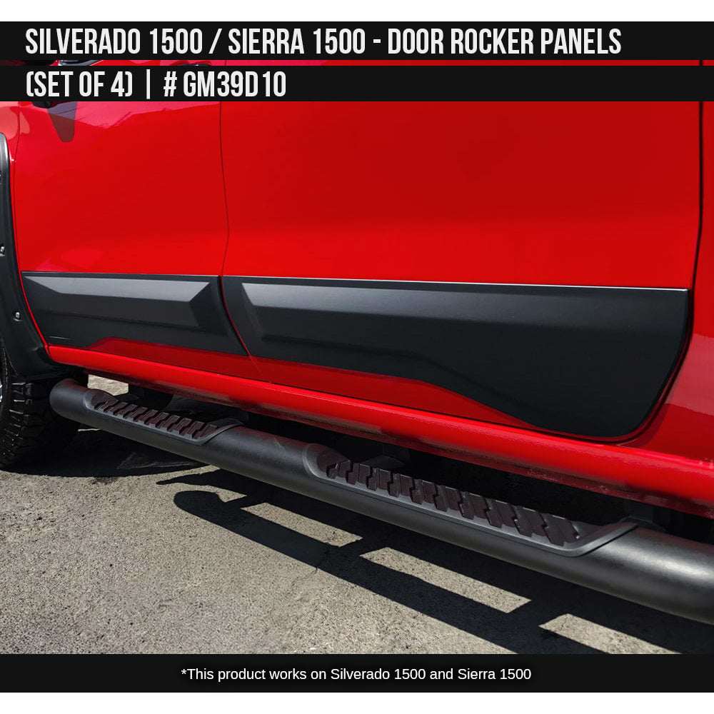 2019-2023 Chevrolet / GMC Silverado / Sierra 1500 Door Rocker Panel Set Crew Cab Painted  Satin Black Install Ready
