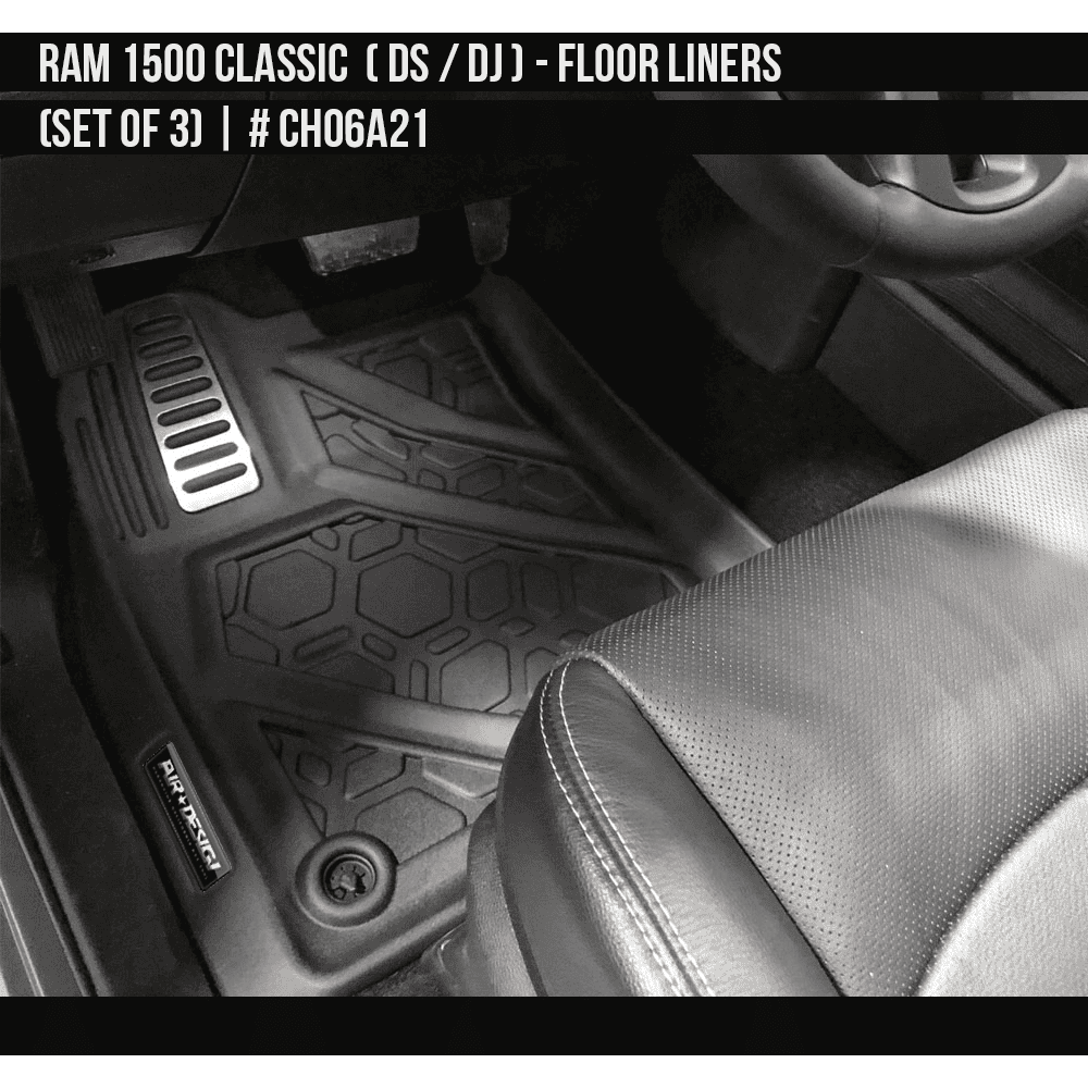 2010-2023 Dodge RAM Classic 1500/2500 Floor Liner Set (Front and Rear Row) Double Cab Soft Touch Texture  Black