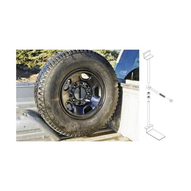 Spare tire mounting system, for mounting a spare tire in a truck bed 9901330