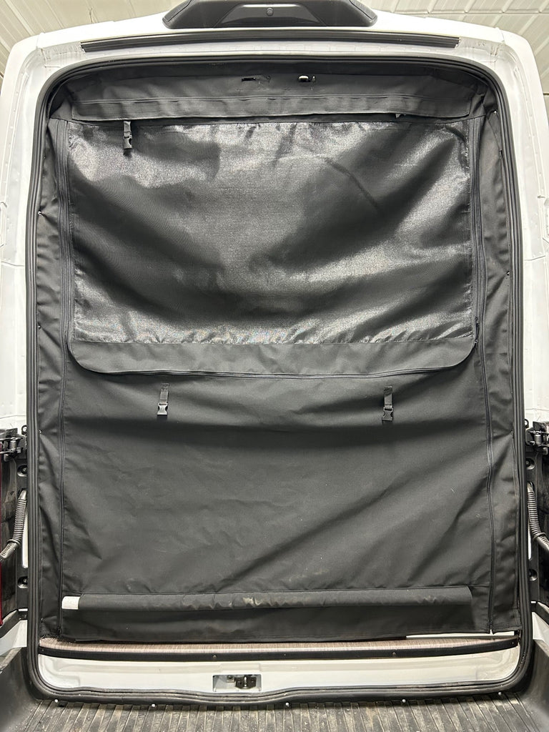 Full Rear Doors Weather and Bug Shield For Mercedes Sprinter Vans With Adjustable Zipper openings