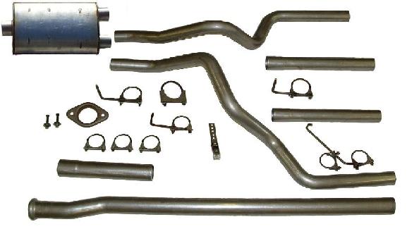 2-1/2" Cat-Back Split Rear Dual Exhaust Kit, W/HVS Welded Performance Muffler 2404580