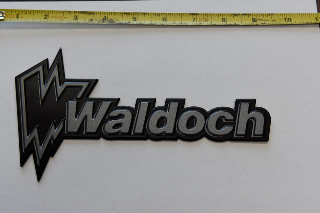 NEW STYLE WALDOCH BLACK BACKING WITH GREY LETTERS DECAL 165203-01